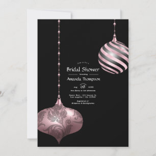 Invitation Mariage de Noël Rose Pâle et Or Rose
