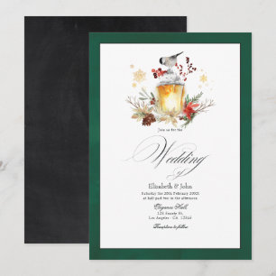 Invitation Mariage de Noël rustique de la forêt enchantée