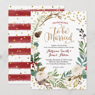 Invitation Mariage de Noël Wreath Winter Holiday