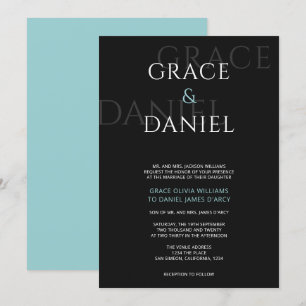 Invitation Mariage de nom d'ombre moderne de la monnaie et du