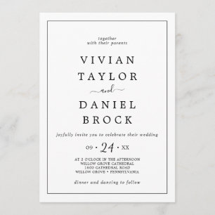 Invitation Mariage de noms gras minimalistes