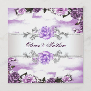 Invitation Mariage de nuage blanc violet de la lavande de Ros