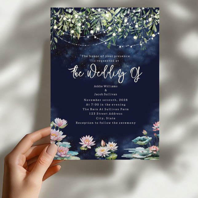 Invitation Mariage de nuit botanique au nénuphar (Créateur téléchargé)