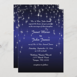 Invitation Mariage de nuit étoilé dans le bleu foncé