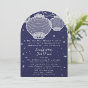 Invitation Mariage de nuit Marine & Silver Lanterns Stars Gar