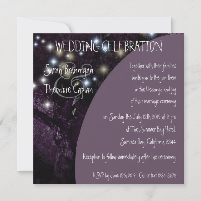 Invitation mariage de nuit Oak Tree (Devant)