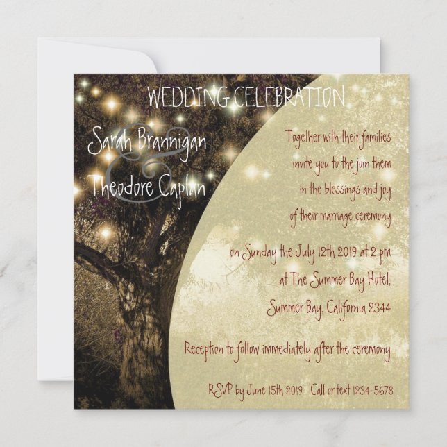 Invitation mariage de nuit Vintage Oak Tree (Devant)
