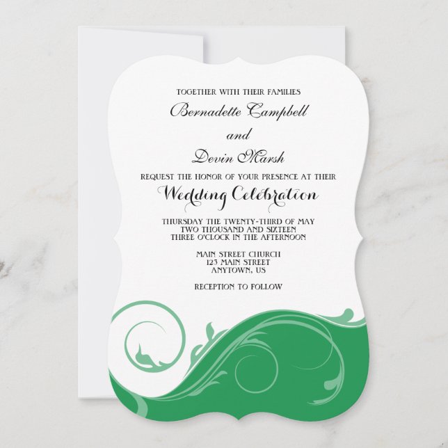 Invitation Mariage de paille à fleurs vertes invite (Devant)