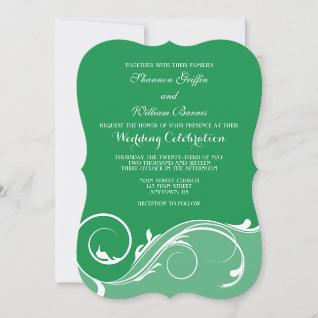 Invitation Mariage de paille à fleurs vertes invite (Devant)