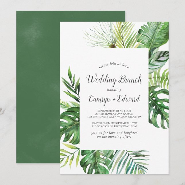 Invitation Mariage de palme sauvage Tropical Brunch (Devant / Derrière)