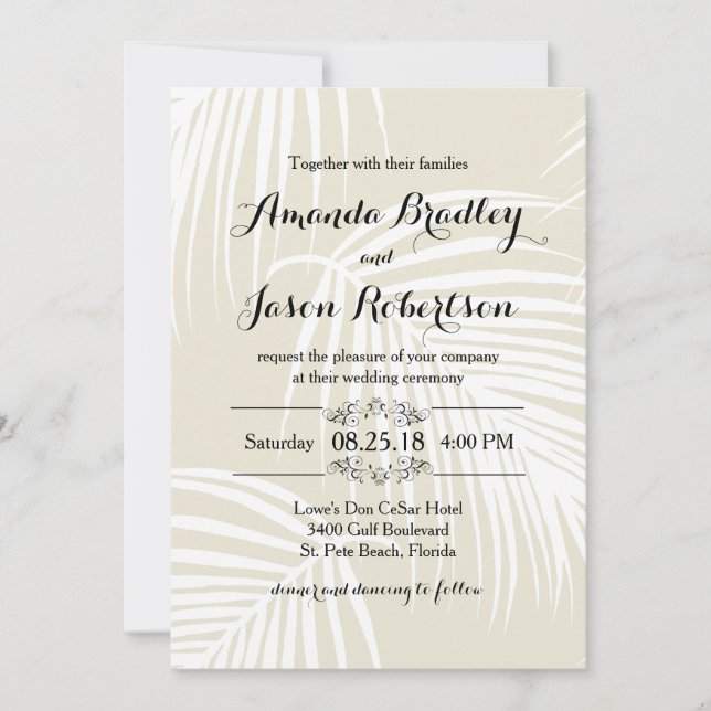 Invitation Mariage de palmes tropicales (Devant)