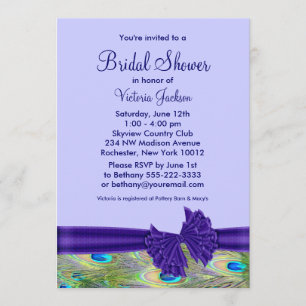 Invitation Mariage de Paon Violet