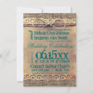 Invitation Mariage de papier Vintage de pays rustique Invitat