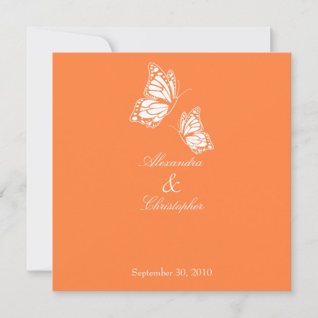 Invitation Mariage de papillons orange simple (Devant)