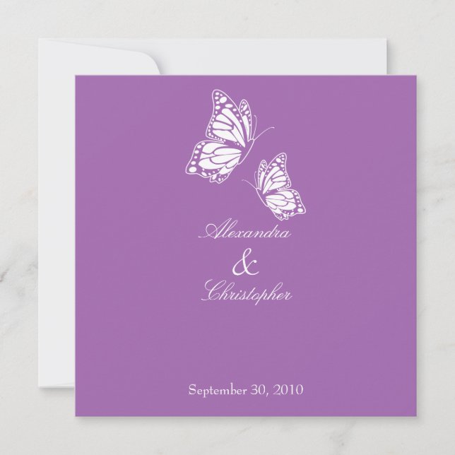 Invitation Mariage de papillons Violet simple (Devant)
