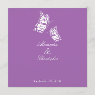 Invitation Mariage de papillons Violet simple