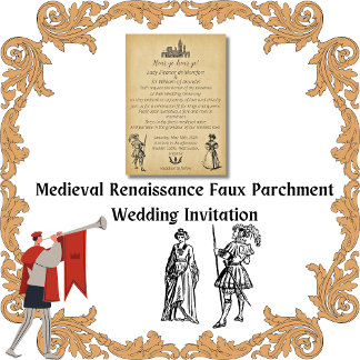 Invitation Mariage de parchemin de la Renaissance médiévale