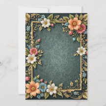 Mariage de parchemin floral bleu foncé