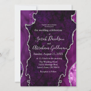 Invitation Mariage de Parties scintillant d'argenté violet pe