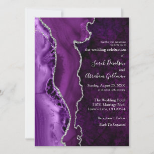 Invitation Mariage de Parties scintillant d'argenté violet pe