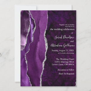 Invitation Mariage de Parties scintillant d'argenté violet pe