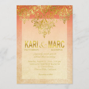Invitation Mariage de Parties scintillant de l'Apricot et de 