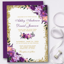 Mariage de Parties scintillant d'or floral violet 