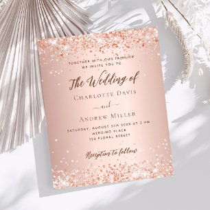 Invitation mariage de parties scintillant d'or ros