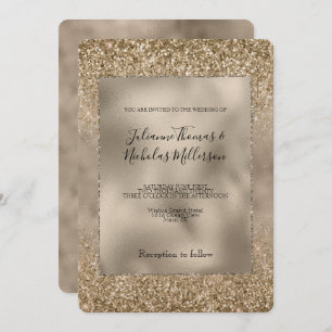 Invitation Mariage de Parties scintillant Glam Glitzy Gold