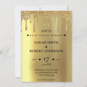 Invitation Mariage de Parties scintillant Gold