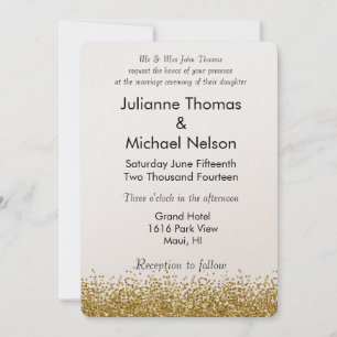 Invitation Mariage de Parties scintillant Gold Faux