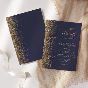 Invitation Mariage de Parties scintillant moderne Dark Blue G