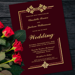 Invitation Mariage de Parties scintillant moderne de Bourgogn