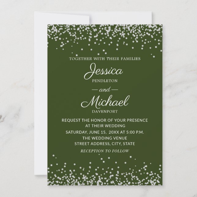 Invitation Mariage de Parties scintillant moderne Elegant Ver (Devant)