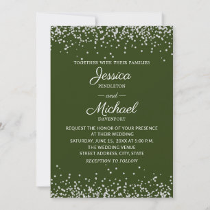 Invitation Mariage de Parties scintillant moderne Elegant Ver