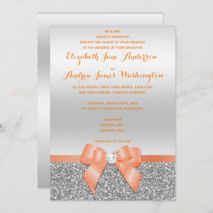 Invitation Mariage de Parties scintillant romantique à corail