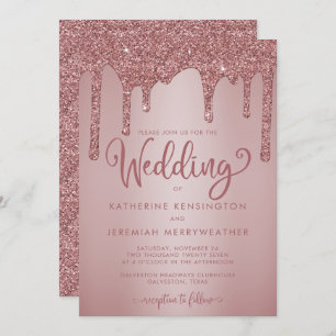 Invitation Mariage de Parties scintillant Rose Chic Gold Spar