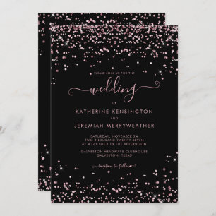 Invitation Mariage de Parties scintillant Rose noir rose or