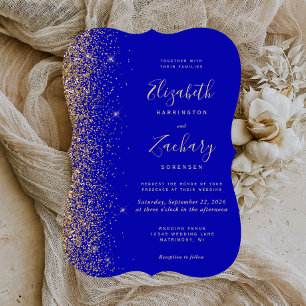 Invitation Mariage de Parties scintillant Royal Blue Gold mod