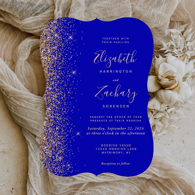 Invitation Mariage de Parties scintillant Royal Blue Gold mod (Créateur téléchargé)