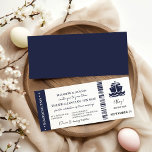 Invitation Mariage de passe de bateau de croisière nautique<br><div class="desc">Carte d'embarquement bleu marine élégante billet mariage avec un arrière - plan de base,  idéal pour un mariage de bateau de croisière.</div>