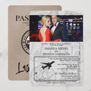 Invitation Mariage de passeport beige Las Vegas