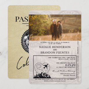 Invitation Mariage de passeport Champagne Colorado