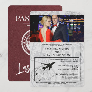 Invitation Mariage de passeport de Burgundy Las Vegas