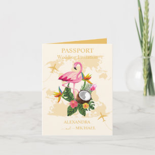 Invitation Mariage de passeport de destination Black et Gold