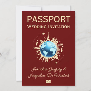 Invitation Mariage de passeport de destination Globe Fun pers