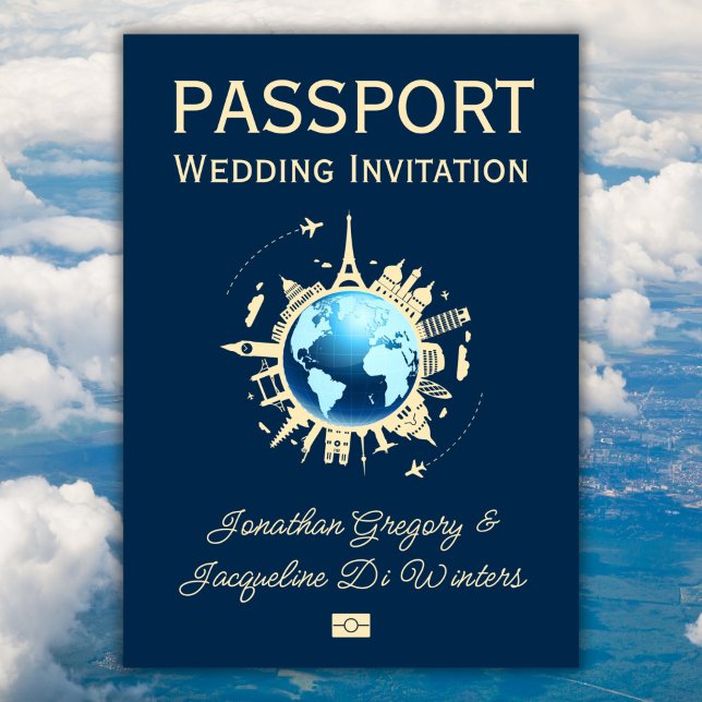 Invitation Mariage de passeport de destination Globe Fun pers (Créateur téléchargé)