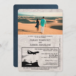 Invitation Mariage de passeport de la Marine bleu Maroc