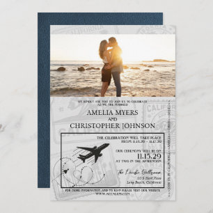 Invitation Mariage de passeport de la Marine Blue California