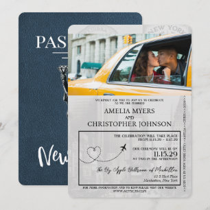 Invitation Mariage de passeport de la Marine Blue New York Ci